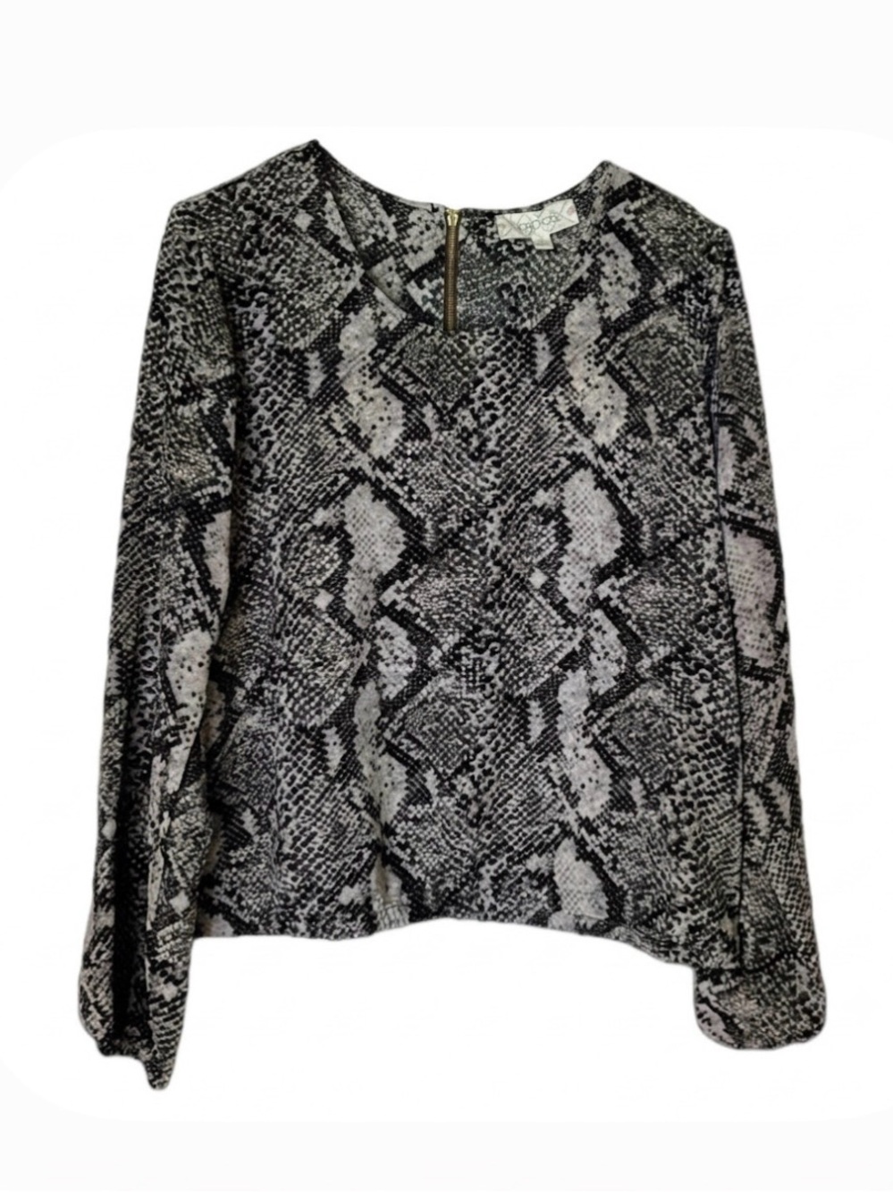 HIPPIE ROSE Snake Skin Print Top Women’s L Black Gray